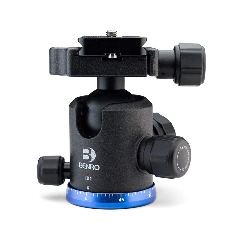 Benro High-Performance Arca-Swiss Compatible Triple-Action Ball Head with PU60 Quick Release Plate, 360Â° Panning & Independent Drag Controls for DSLR/Mirrorless (IB1) - Image 1